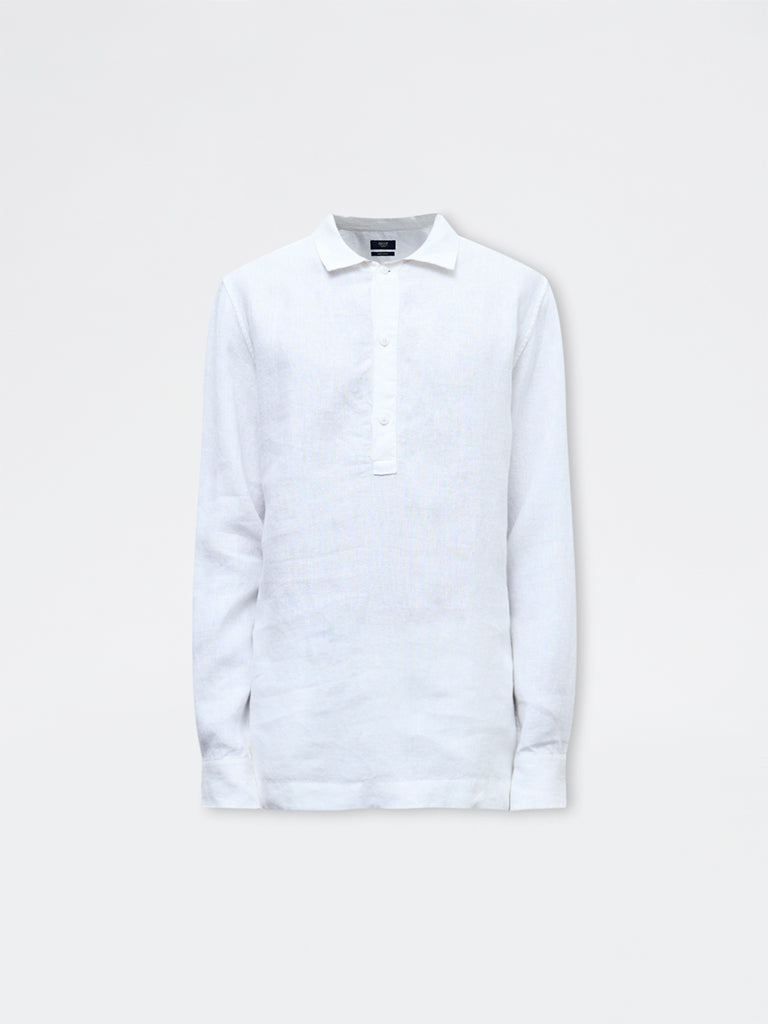 Ascot Off-White Relaxed-Fit Linen Shirt