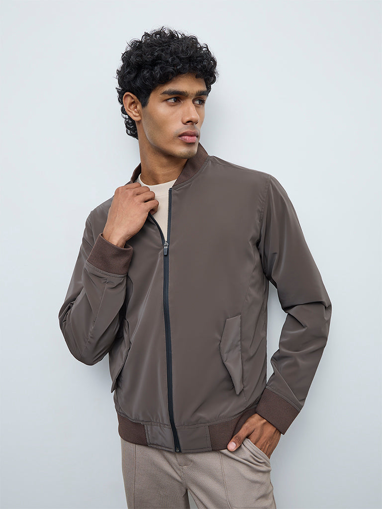 Buy Nuoflexx Brown Relaxed-Fit Bomber Jacket from Westside