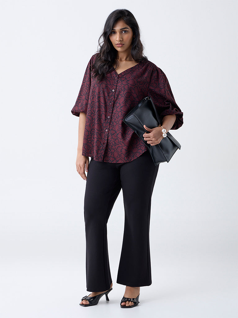 Gia Wine Printed Blouse