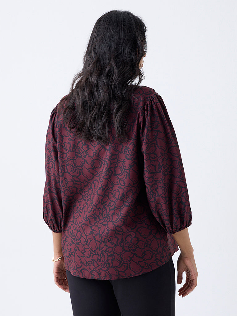 Gia Wine Printed Blouse