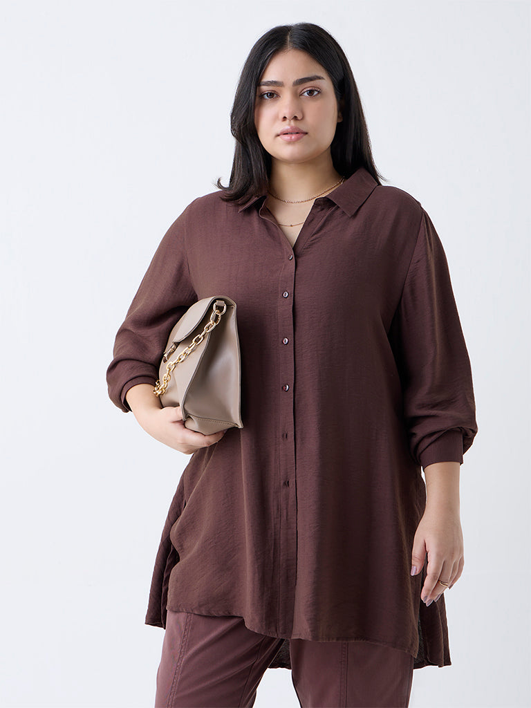 Gia Dark Brown Solid Blouse