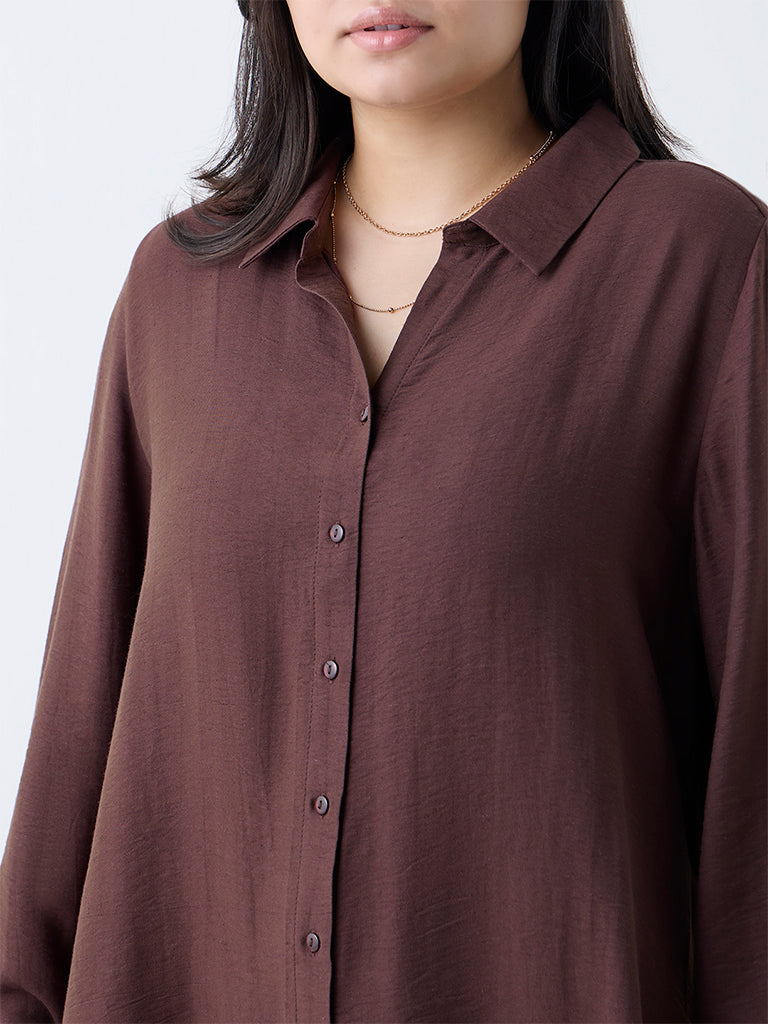Gia Dark Brown Solid Blouse