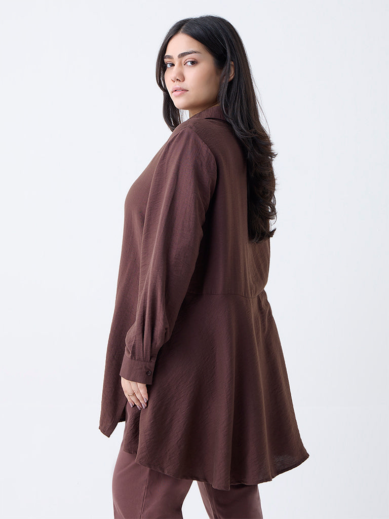 Gia Dark Brown Solid Blouse