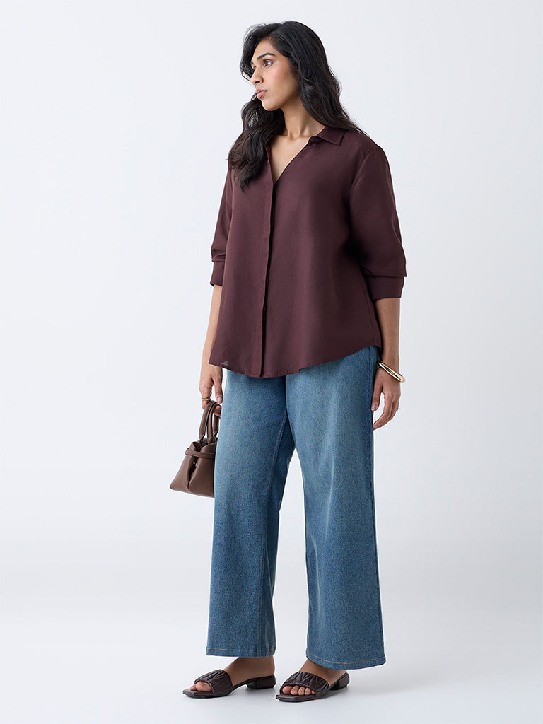 Gia Dark Brown Solid Shirt