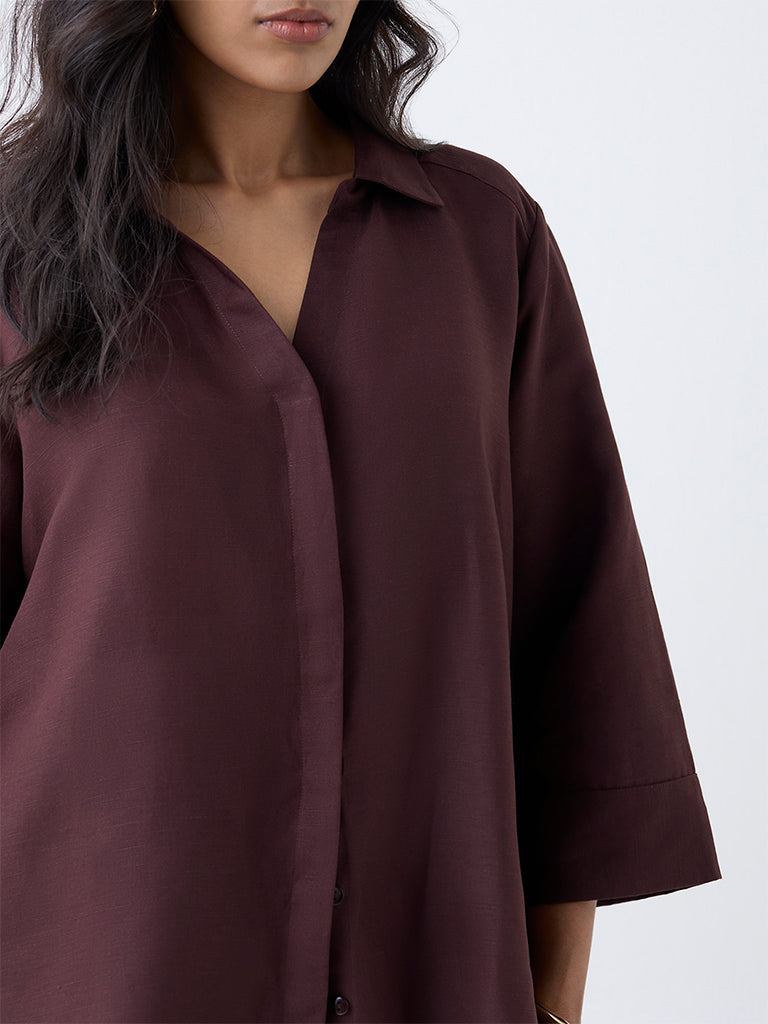 Gia Dark Brown Solid Shirt