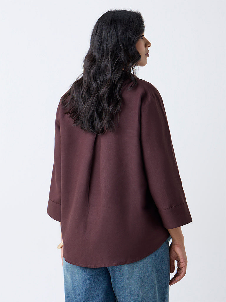 Gia Dark Brown Solid Shirt