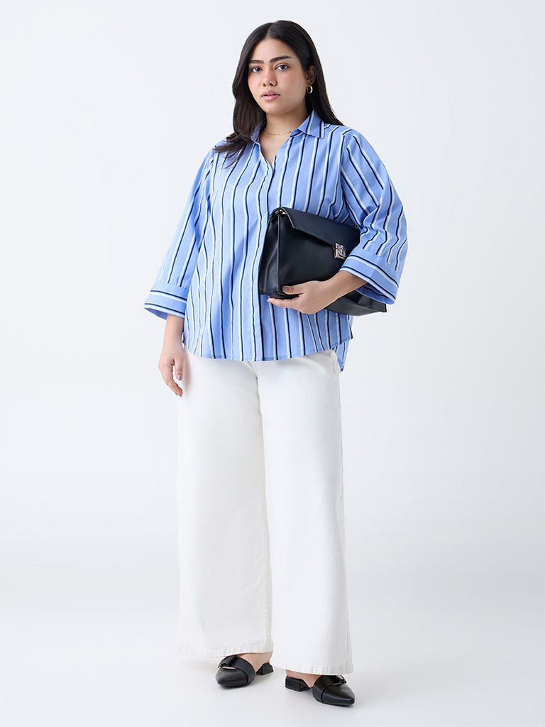 Gia Blue Striped Cotton Shirt