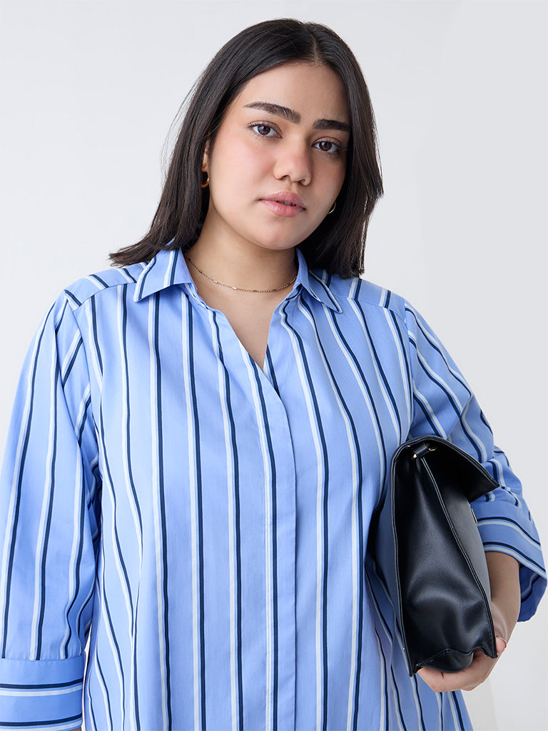 Gia Blue Striped Cotton Shirt