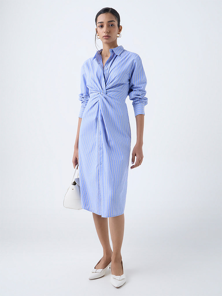 Wardrobe Blue Striped Shirt Dress