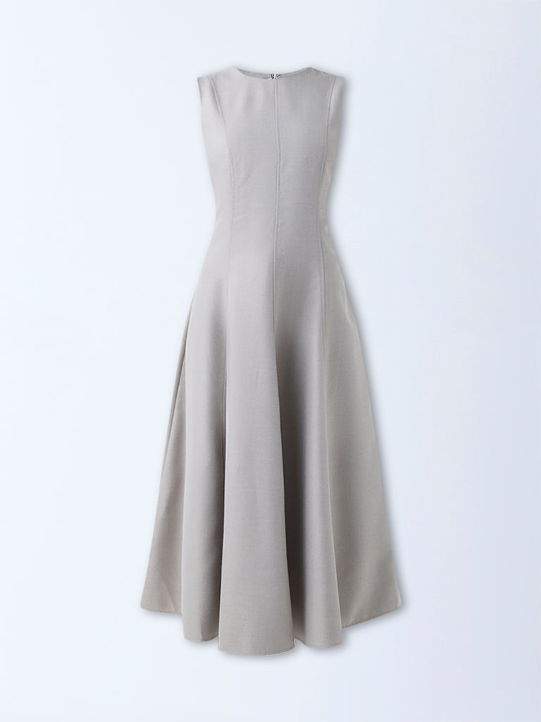 Wardrobe Grey Solid A-Line Dress