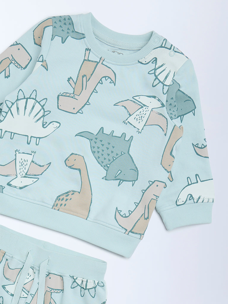 HOP Baby Mint Dinosaur Pattern Sweatshirt and Joggers Set