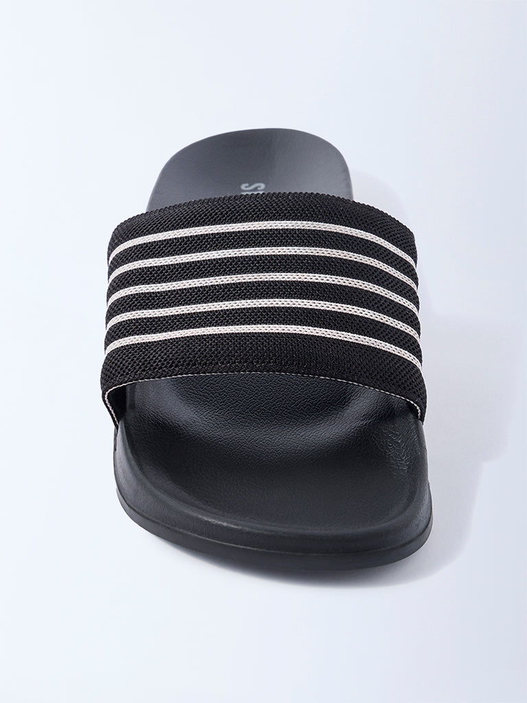 SOLEPLAY Black Stripe-Detailed Pool Slides