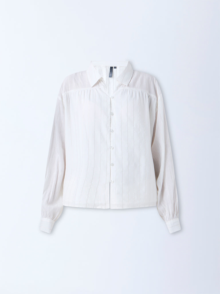 LOV Off-White Striped Blouse