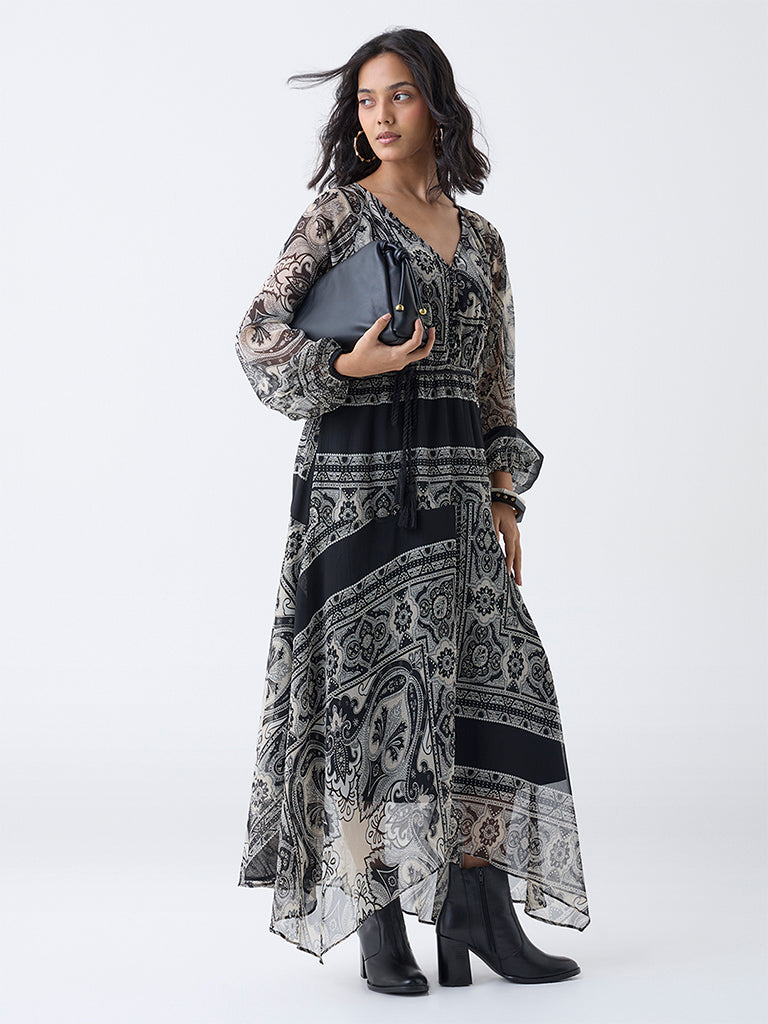 black paisley maxi dress Buy LOV Black Paisley Printed Asymmetric Dress with Belt from Westside