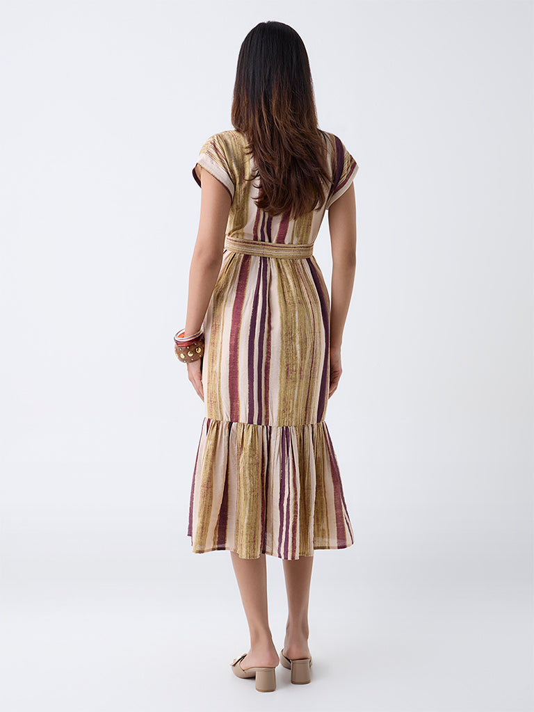 LOV Multicolour Striped Shirt Dress with Belt