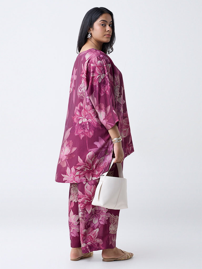 Diza Plum Floral Design Tunic