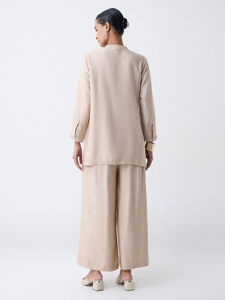 Zuba Beige Embroidered Tunic