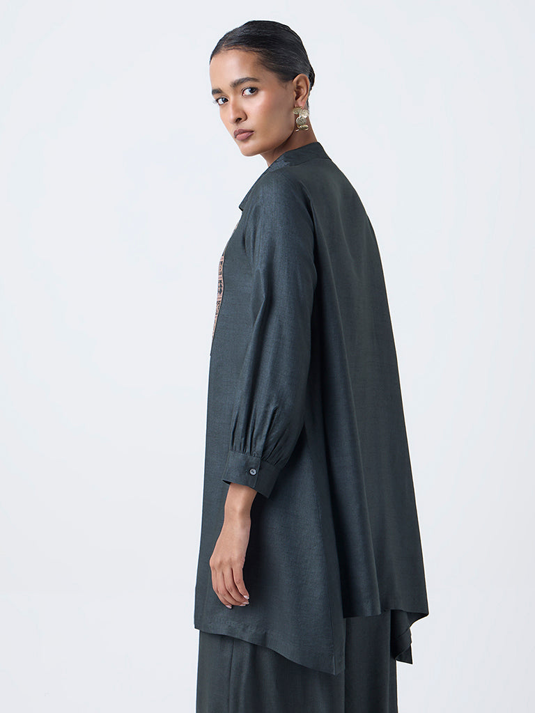 Zuba Dark Green Embroidered Tunic