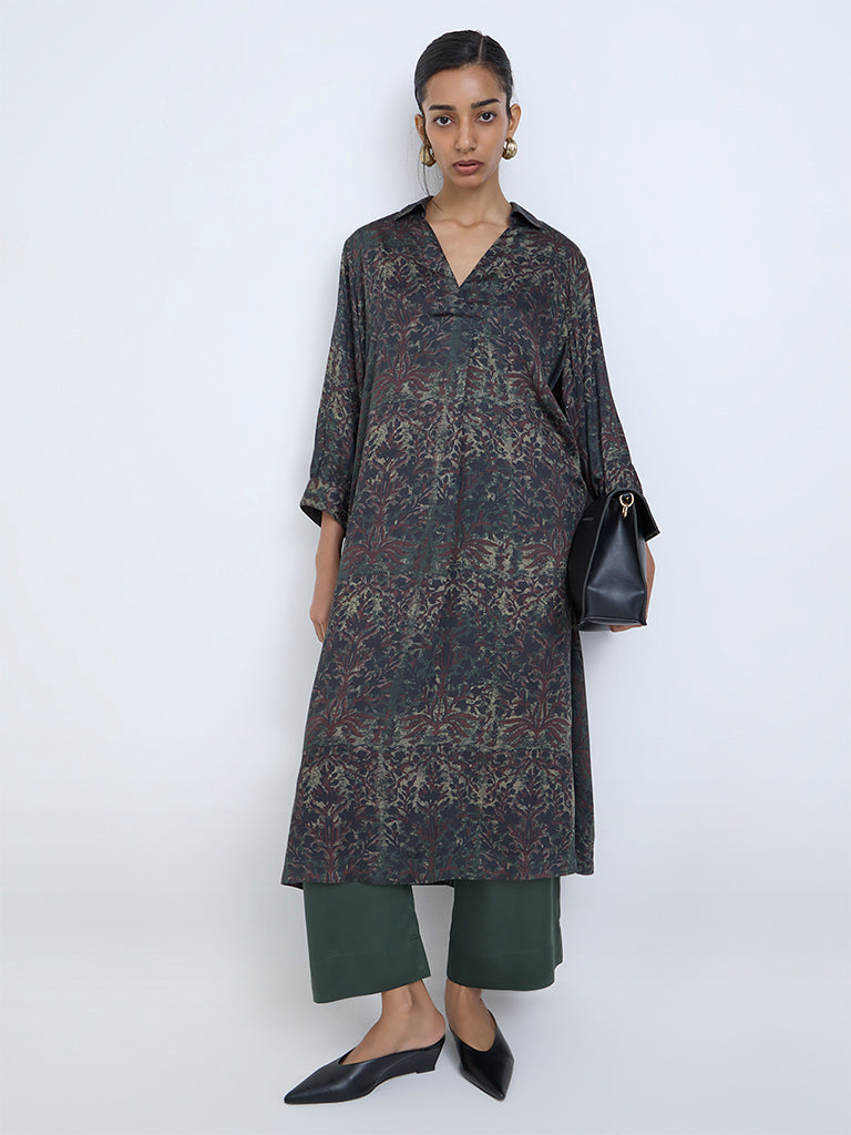 neru design kozara BRUNT LILY タン　ブラック Buy Zuba Dark Green Bagru Printed A-Line Kurta from Westside