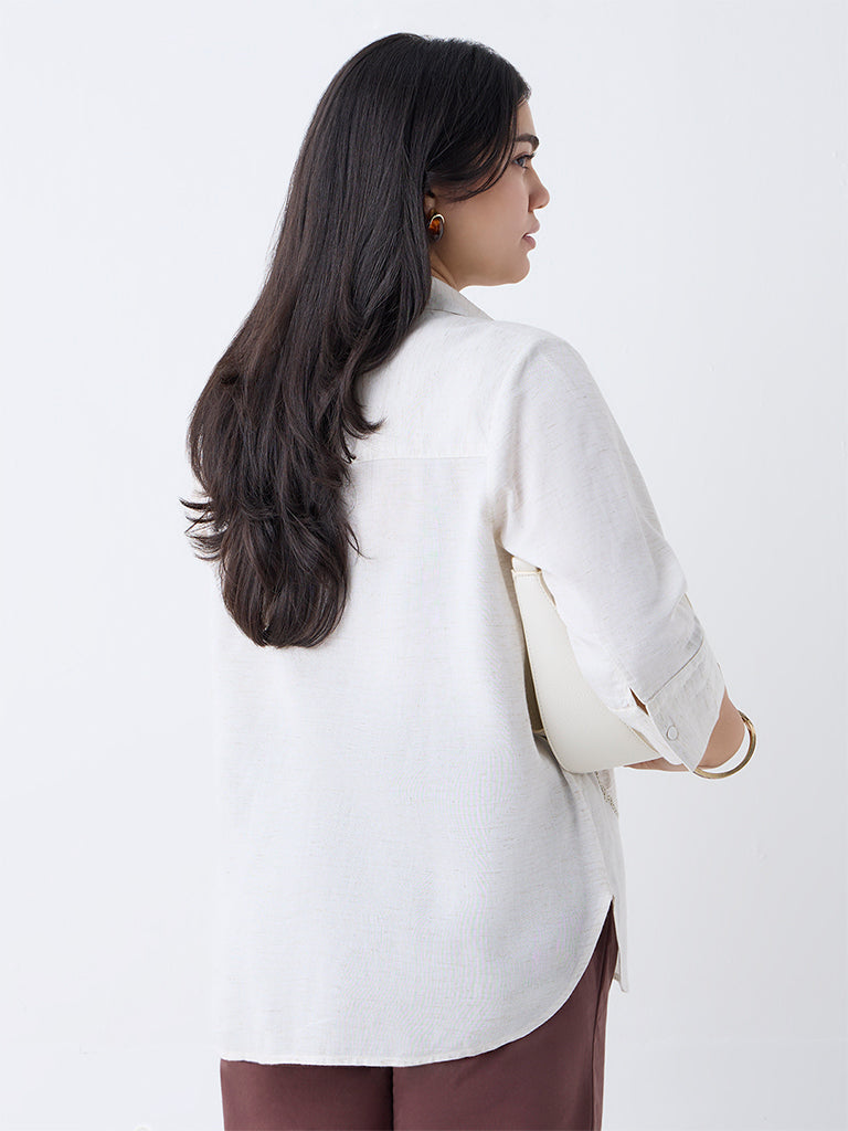 Gia Off-White Embroidered Shirt