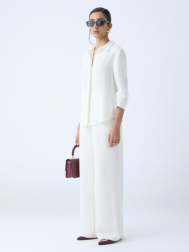 Wardrobe White Crinkle-Textured Shirt