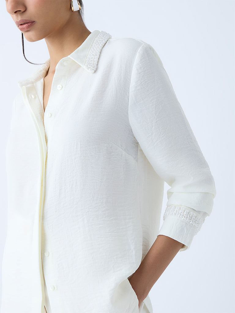 Wardrobe White Crinkle-Textured Shirt