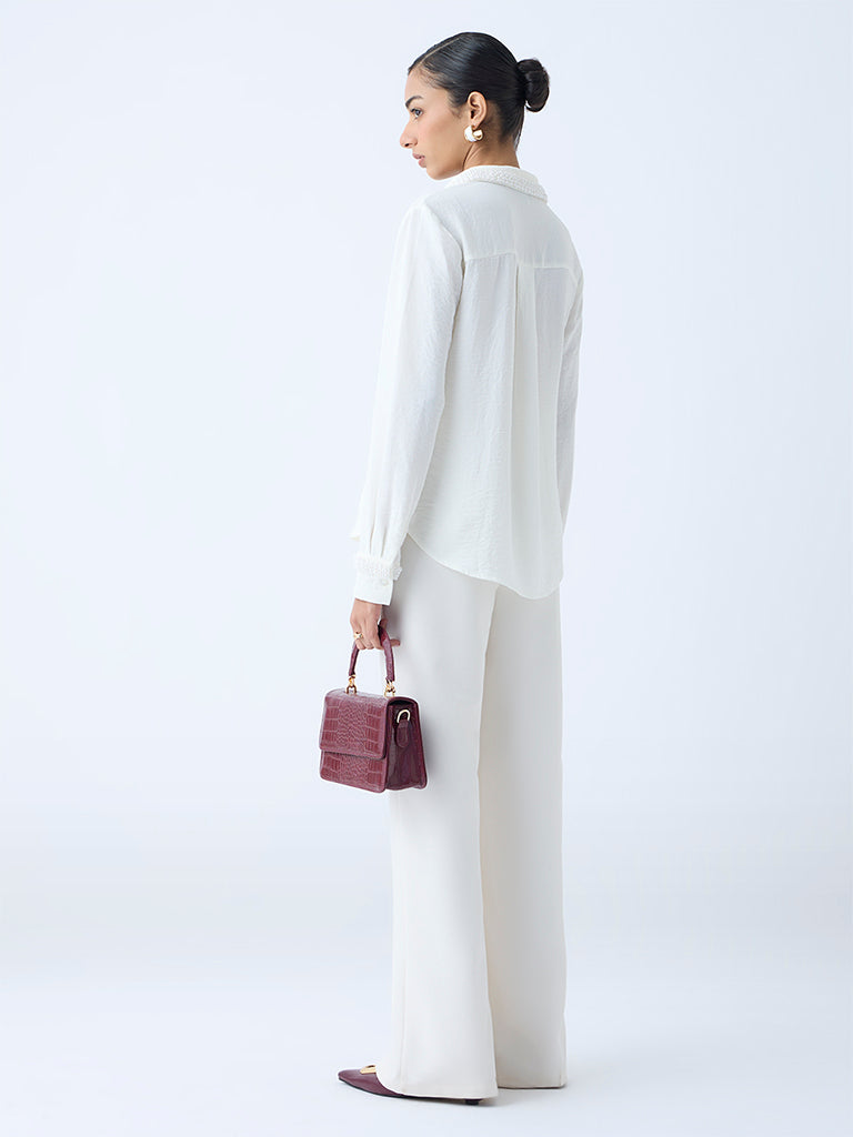 Wardrobe White Crinkle-Textured Shirt