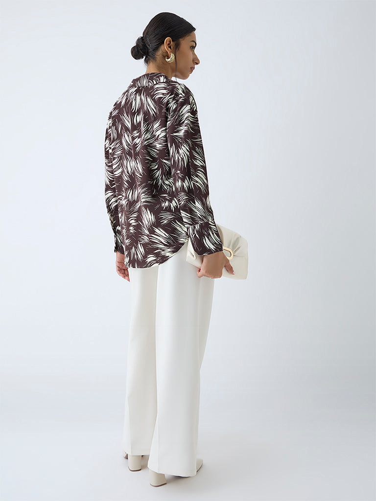 Wardrobe Dark Brown Abstract Design Shirt