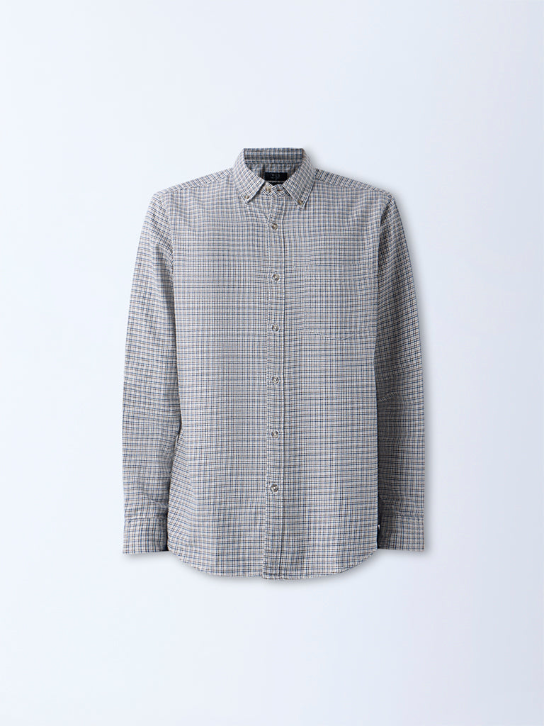 WES Casuals Multicolour Checks Relaxed-Fit Cotton Shirt