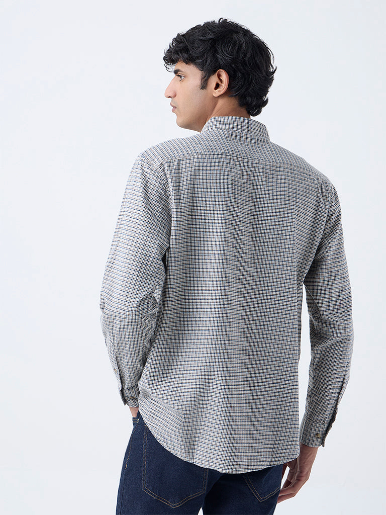 WES Casuals Multicolour Checks Relaxed-Fit Cotton Shirt