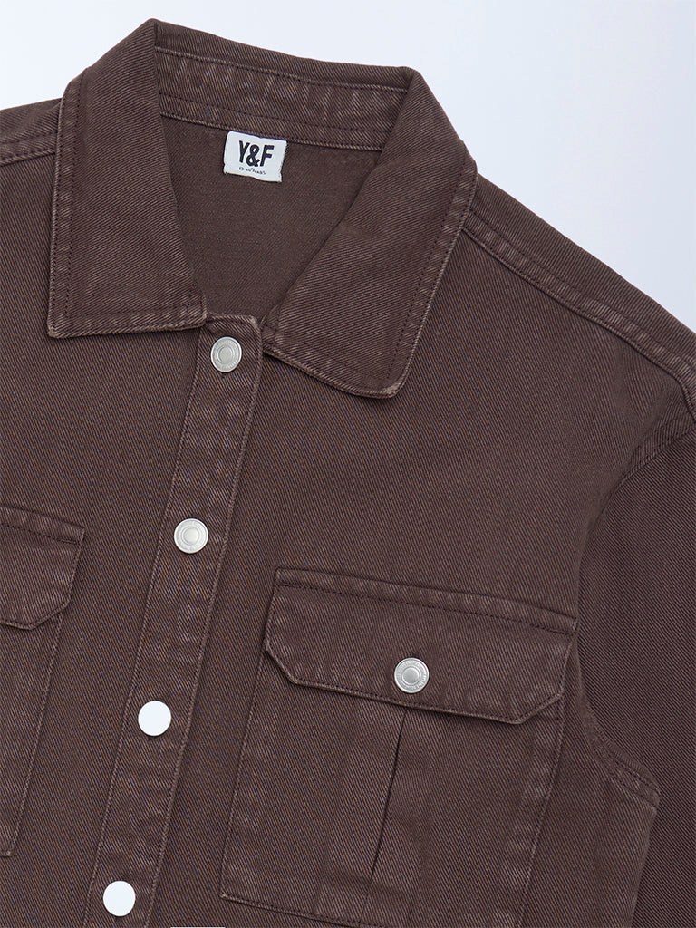 Girls Dark Brown Denim Jacket
