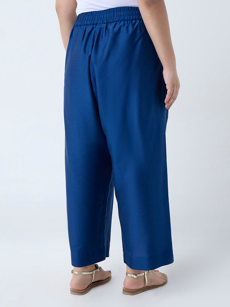Diza Blue Solid Pants