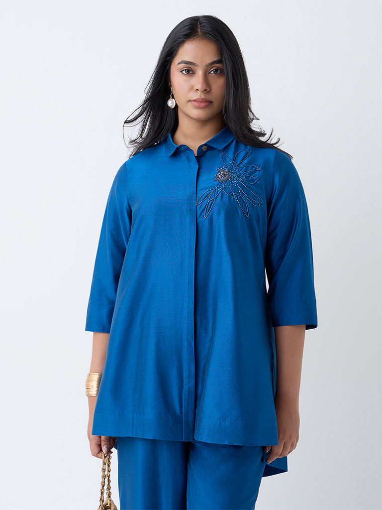 Diza Blue Embellished Tunic