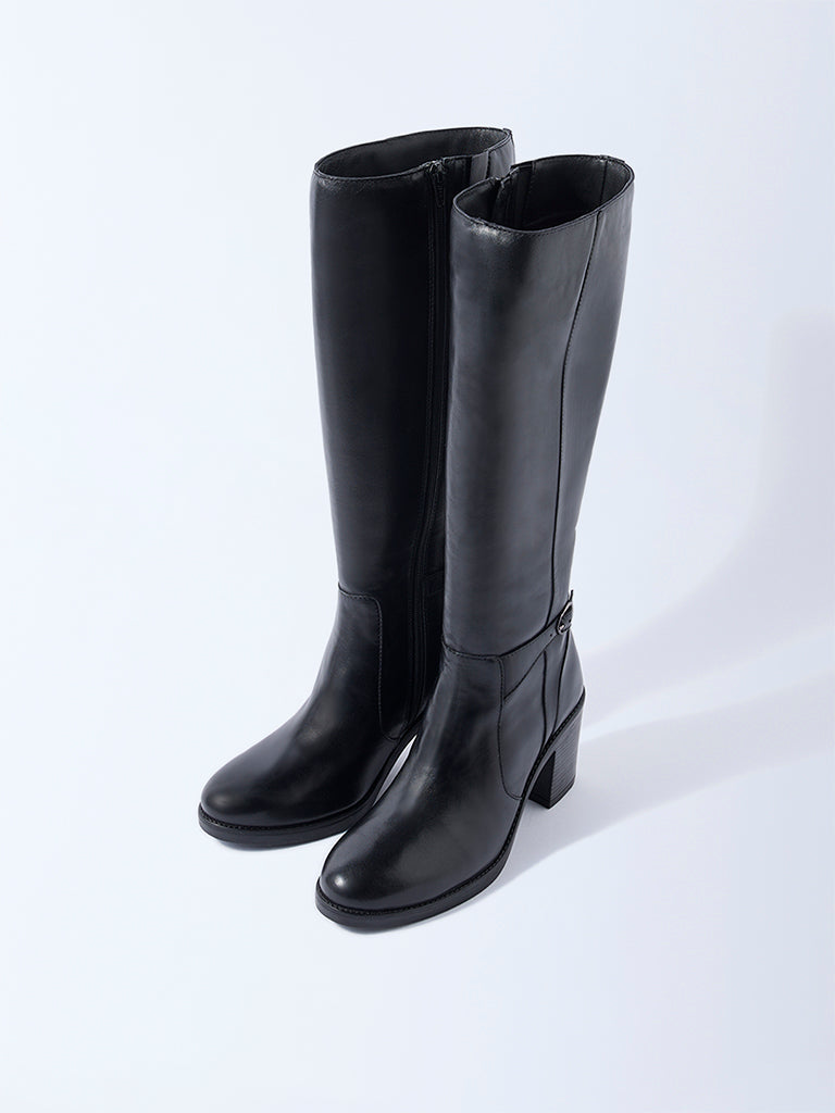 LUNA BLU Black Tall Leather Boots