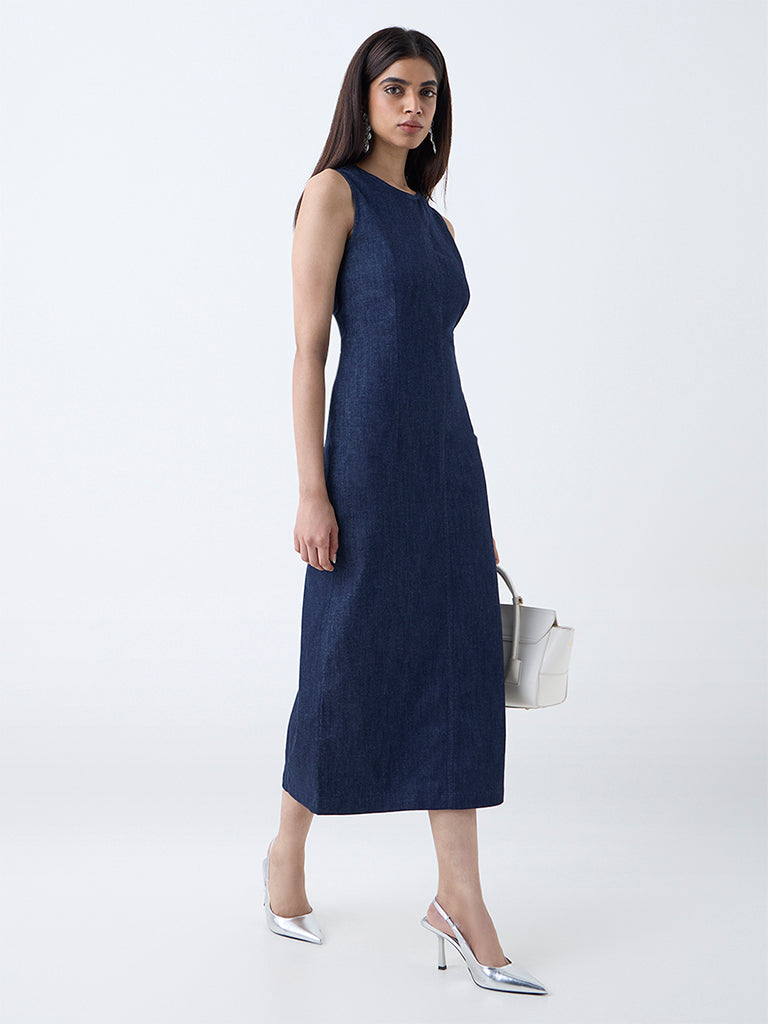 Wardrobe Navy Denim Sheath Dress