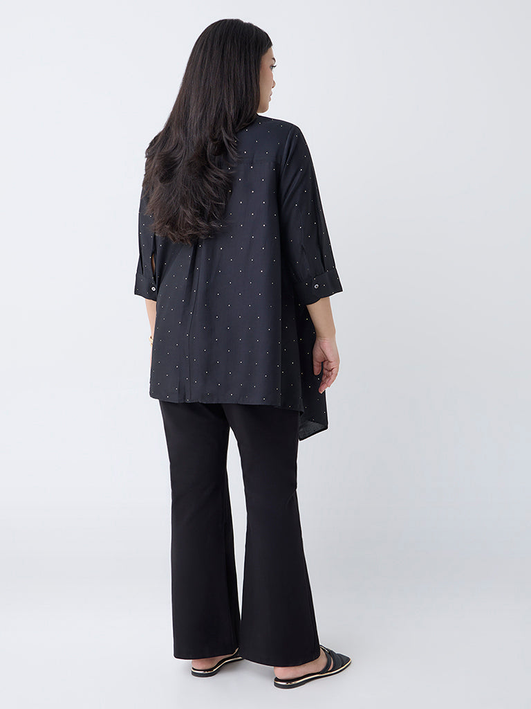 Diza Black Embellished Asymmetric Tunic
