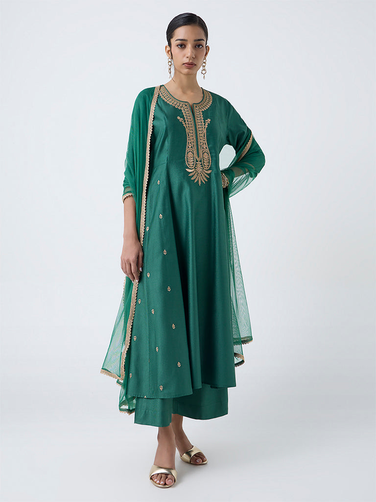 Buy Vark Green Embroidered Anarkali Ethnic Set from Westside Buy Vark Green Embroidered Anarkali Ethnic Set from Westside