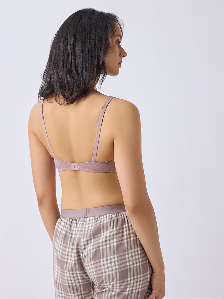 Wunderlove Dusty Mauve Cotton-Blend Padded Bra