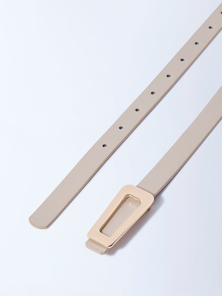 Westside Accessories Beige Triangle Buckle Belt