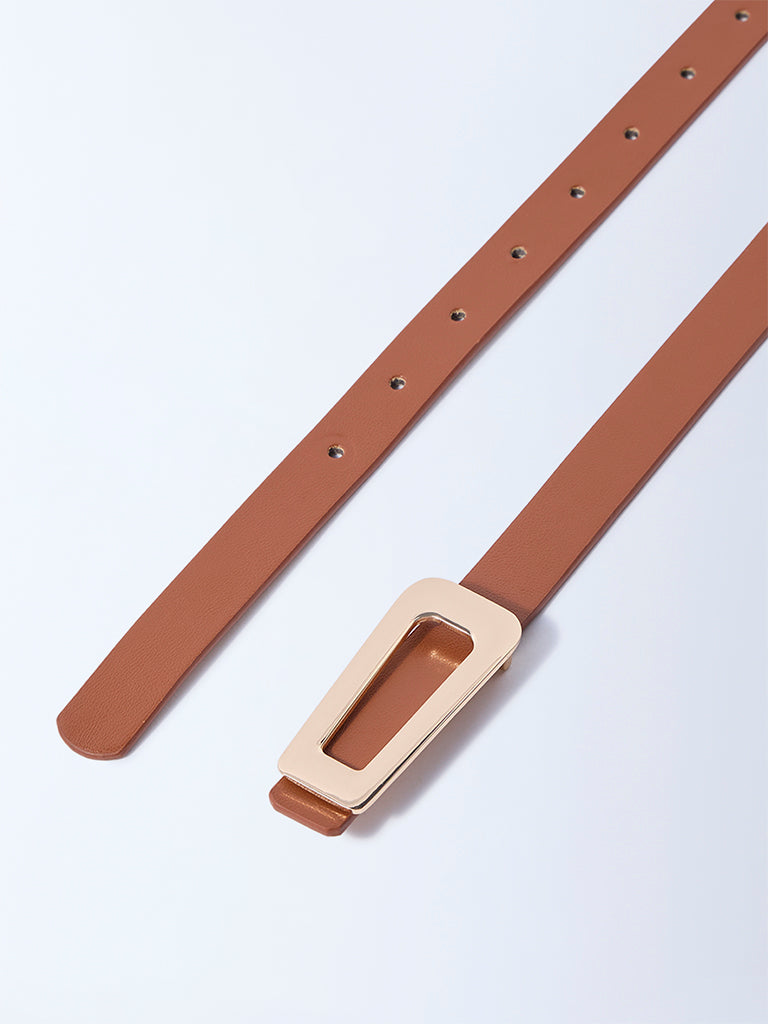 Westside Accessories Tan Triangle Buckle Belt