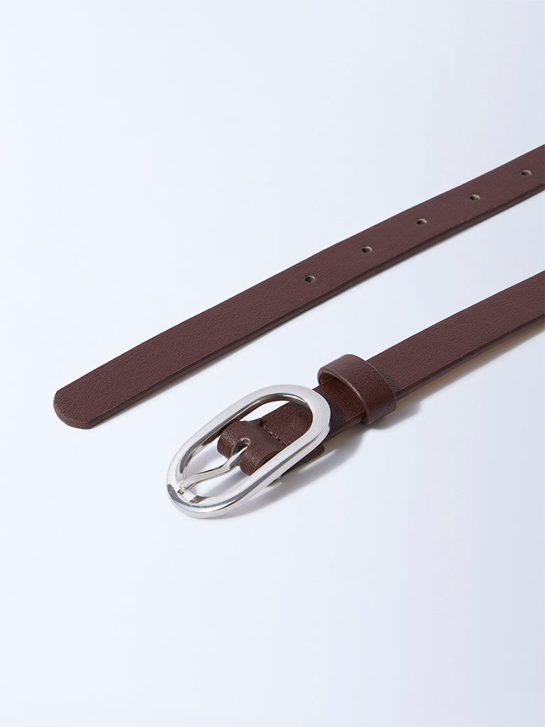 Westside Accessories Brown Oval Buckle Belt