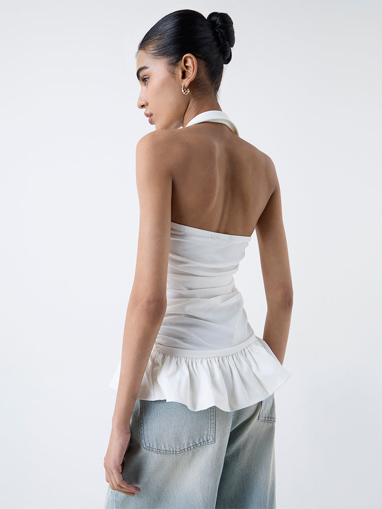 Nuon White Ruched Top