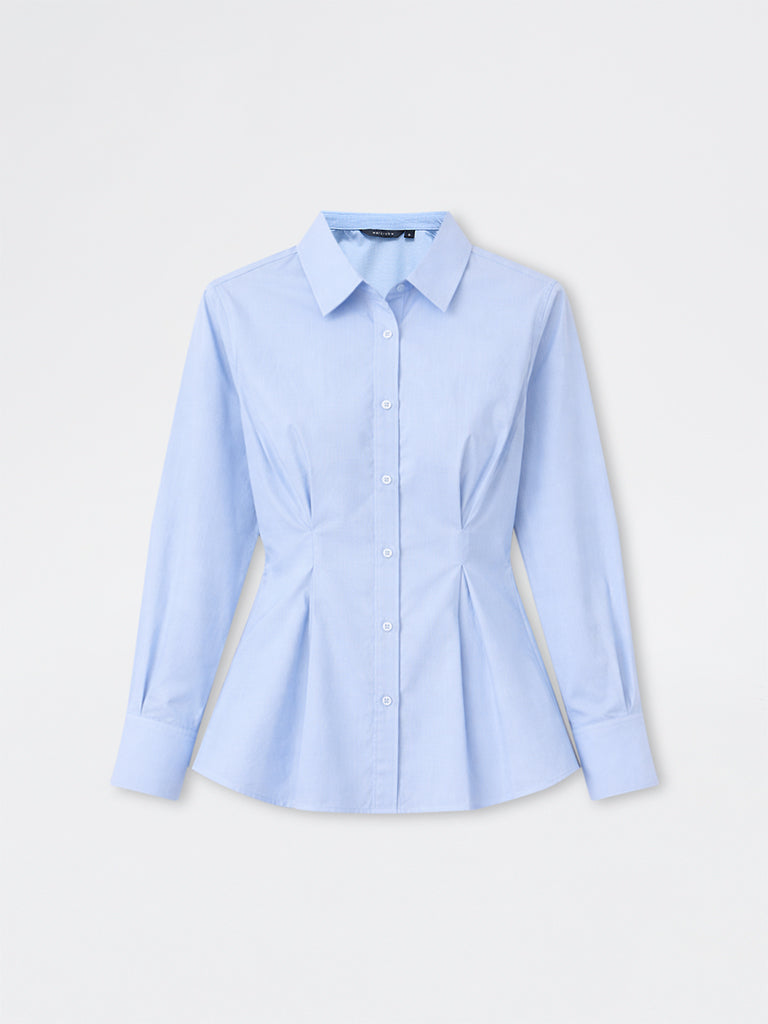 Wardrobe Light Blue Cropped Shirt