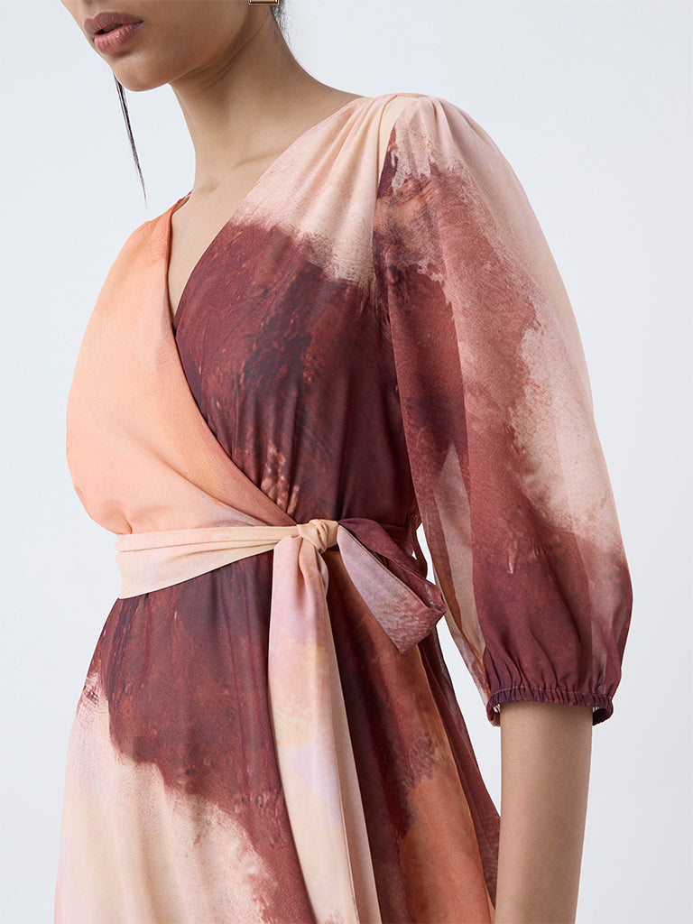 Wardrobe Orange Ombre Belted A-Line Dress