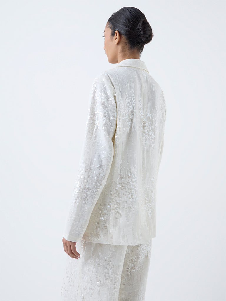 Wardrobe White Sequin Embellished Blazer