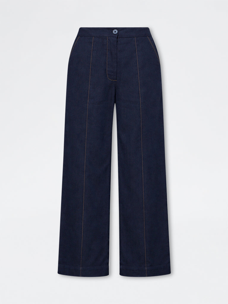 Wardrobe Navy Solid High-Rise Trousers