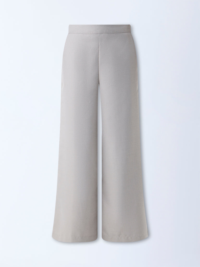 Wardrobe Taupe Solid High-Rise Trousers