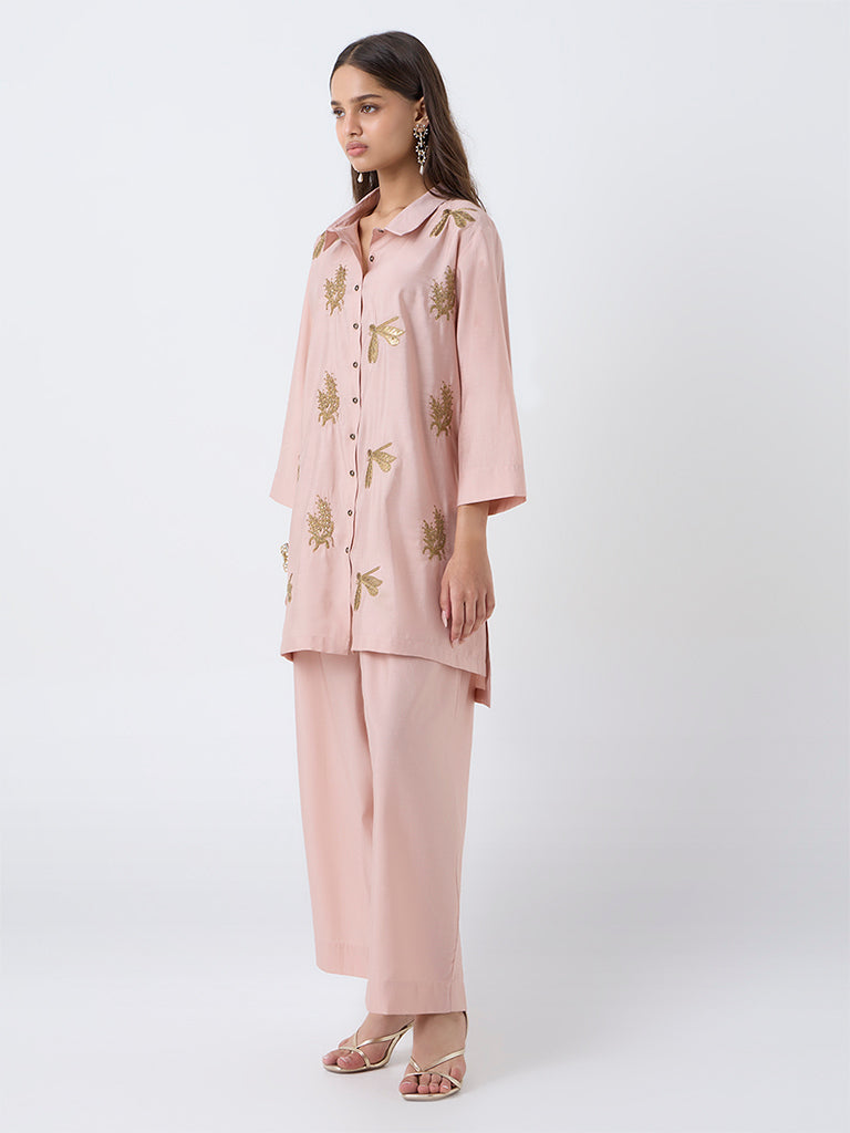 Vark Blush Pink Sequin Embellished Ethnic Set