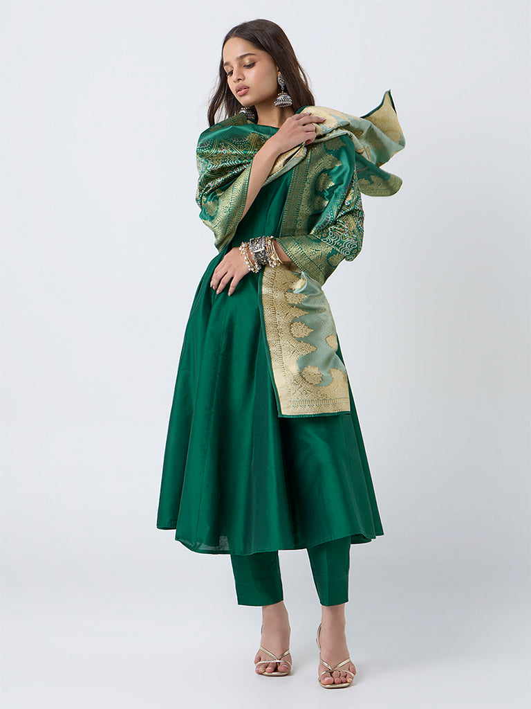 Vark Green Anarkali Ethnic Set