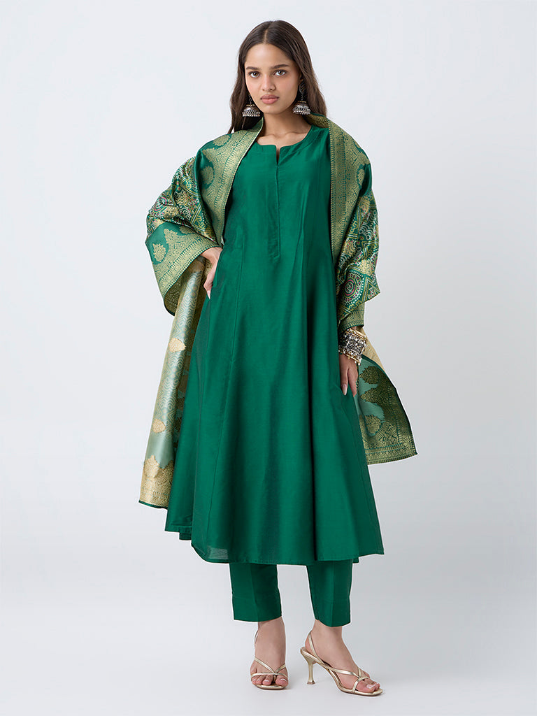 Vark Green Anarkali Ethnic Set